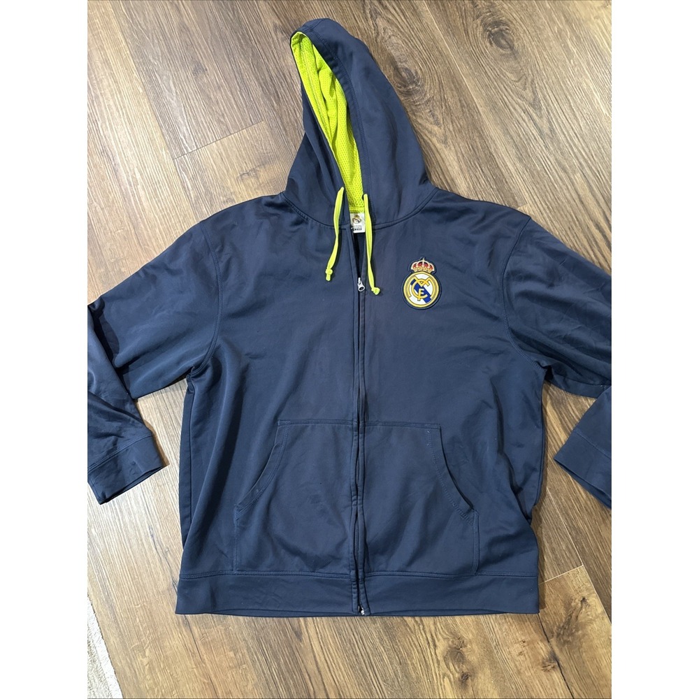 Real Madrid Full Zip Hoodie Navy Neon  Official‎ Licensed XL